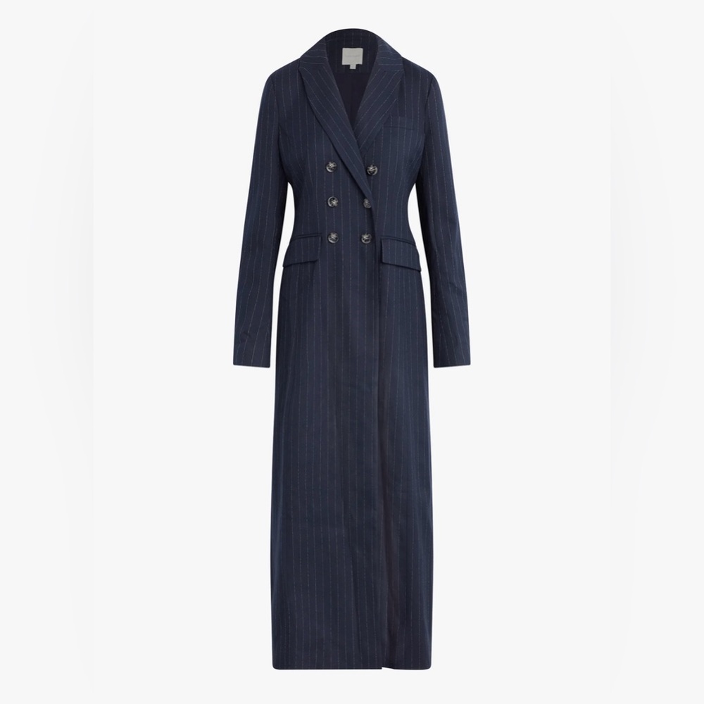 Favorite Daughter Simon Navy Pinstripe Long Coat